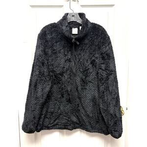 FREE2B Fleece Black Plush Jacket Women XXL Full Zip Cozy Sherpa
